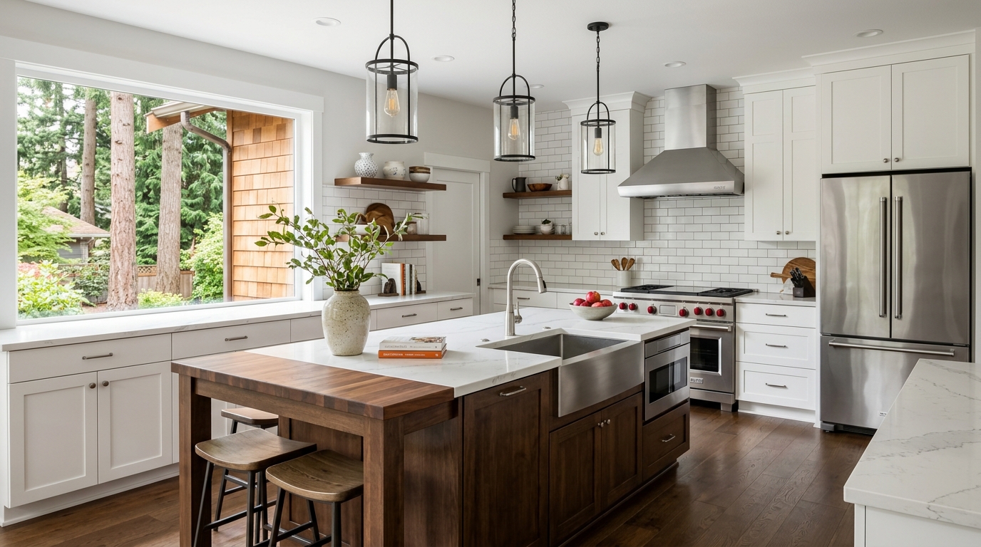 Kitchen Remodel Cost in Washington 2026 — Seattle Metro Premium & PNW Cabinet Sourcing
